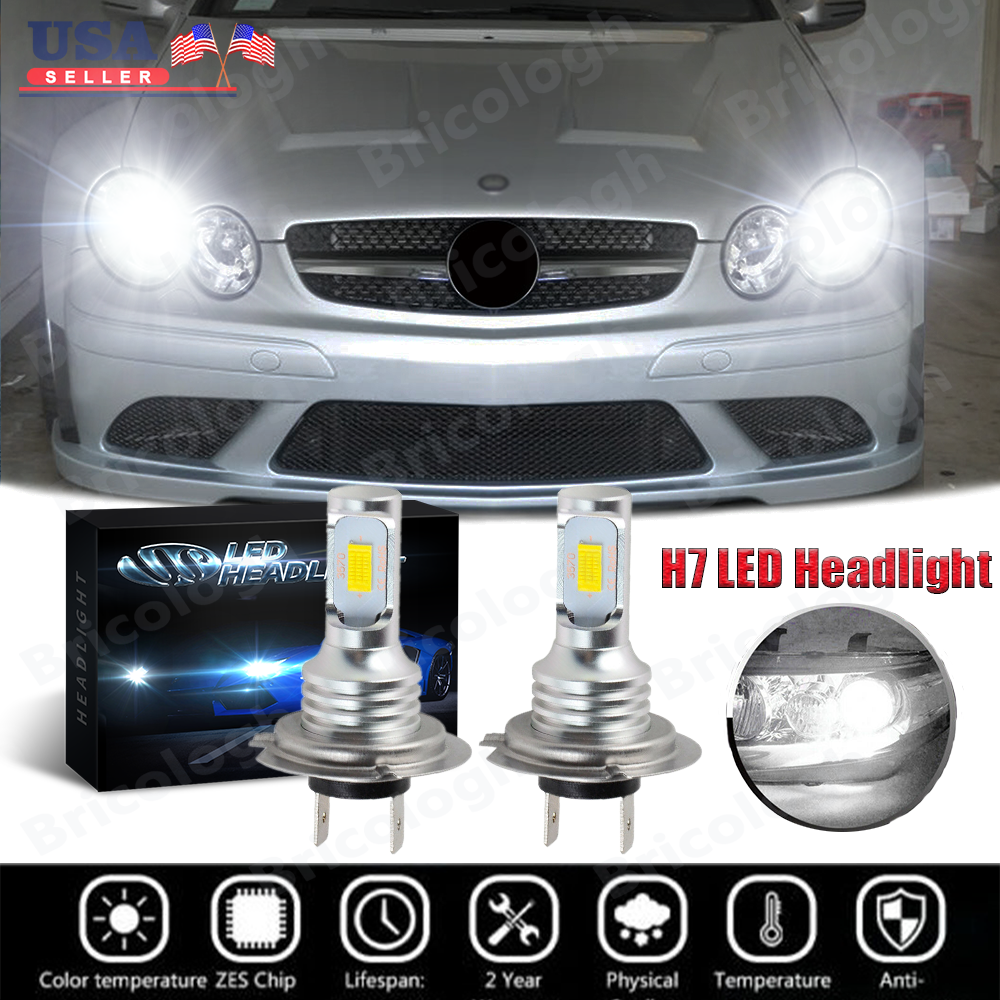 Pair Bulbs H7 LED White 80W Low Beam For Mercedes CLK W209 C209