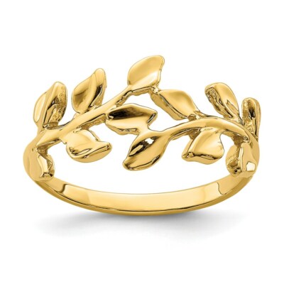 Pre-owned Superdealsforeverything Real 14kt Yellow Gold Polished Leaf Ring S:7
