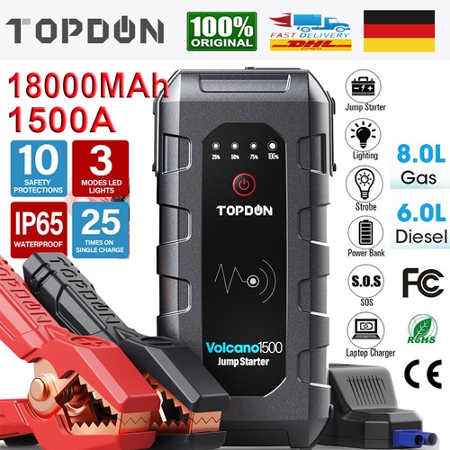 2021 Auto KFZ Starthilfe 18000mAh 1500A Jump Starter Ladegerät Booster Powerbank