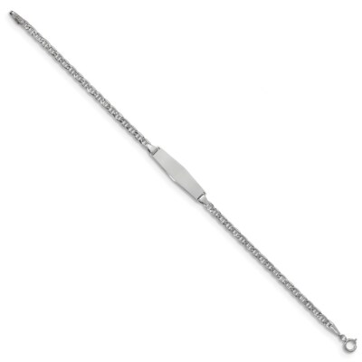 Pre-owned Superdealsforeverything Real 14kt White Gold Semi-solid Soft Diamond Shape Anchor Id Chain Bracelet