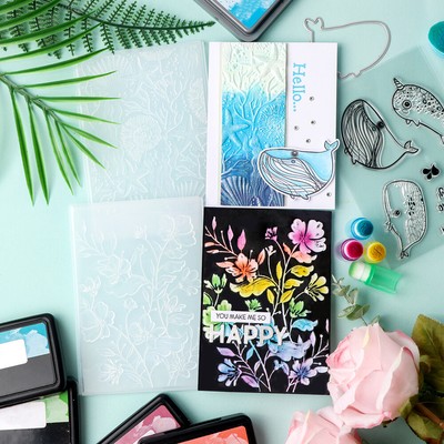 3D Embossing Folders Ocean Animal Starfish Stencils DIY Scrapbooking Craft Card