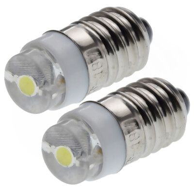 E10 Base Minuature LED Bulb 1.5v 2.2v 2.4v 3v Screw Mes 0.5W White Light Lamp DC