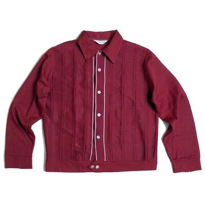 Vintage 1960s Gaucho Originals Burgundy Button Front Rockabilly Shirt Jacket