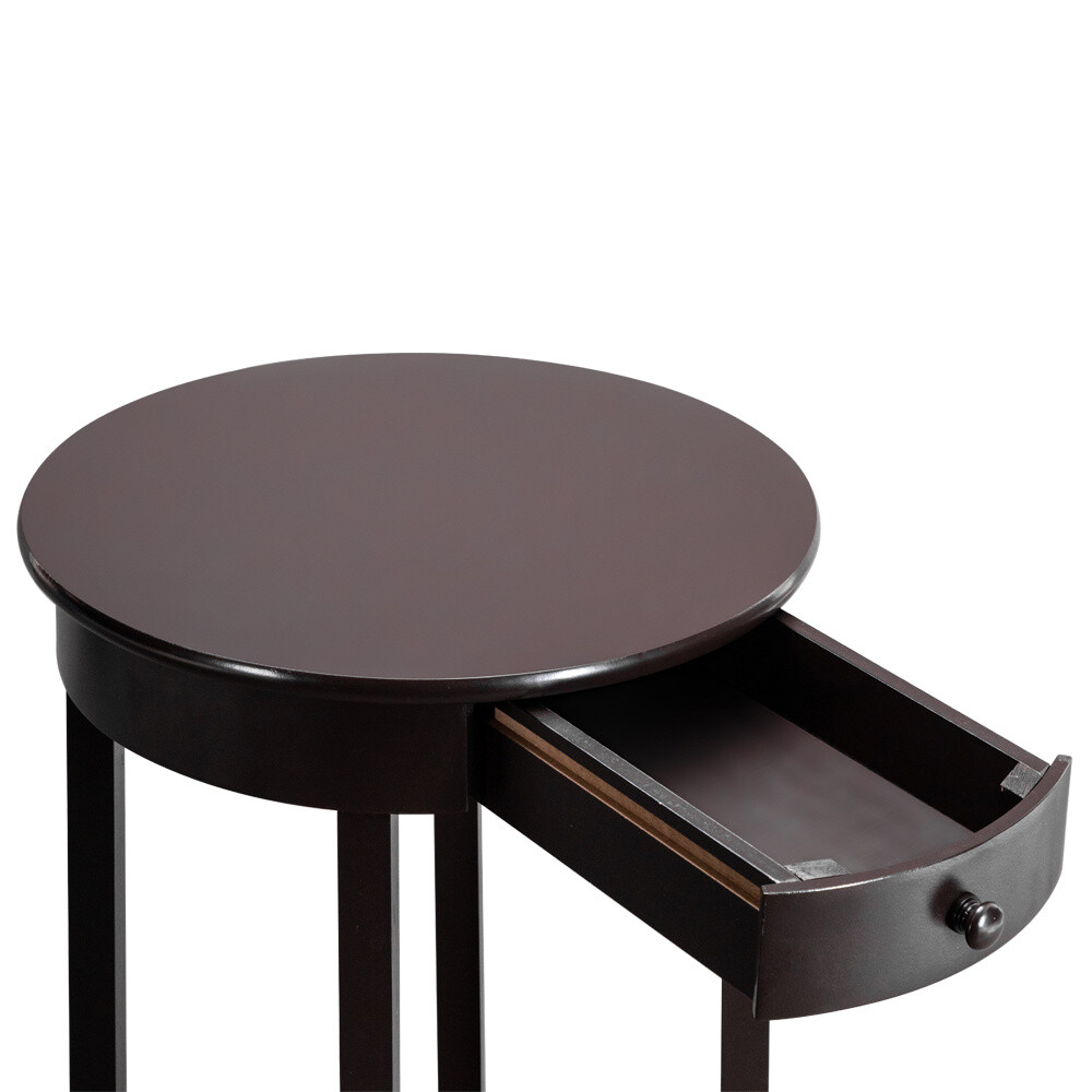 Modern Round Coffee Table Side End Table With Drawer Storage Shelf