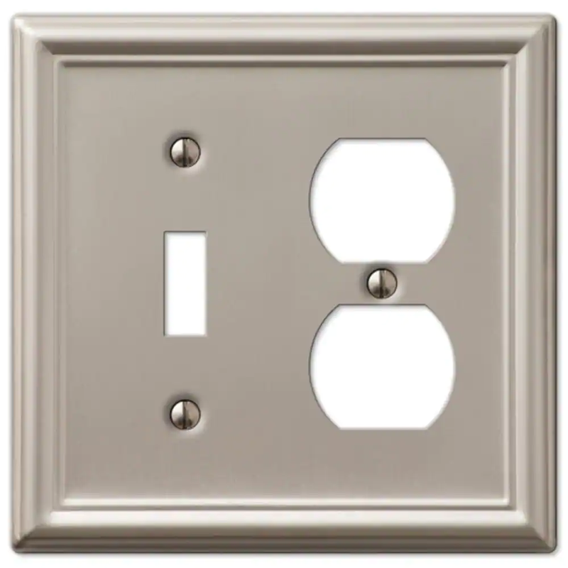 Ascher 2 Gang 1-Toggle and 1-Duplex Steel Wall Plate - Brush