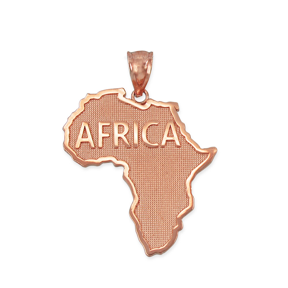 Pre-owned La Blingz Africa Map Rose Gold Pendant Necklace