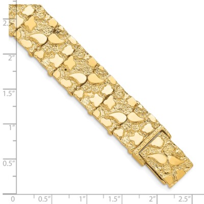 Pre-owned Superdealsforeverything Real 10kt Yellow Gold 15.0mm Nugget Chain Bracelet; 8 Inch