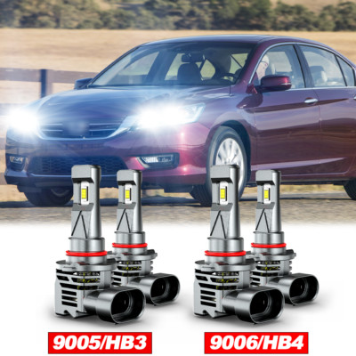 For Honda Accord Sedan 2008-2012 4X LED Headlight Bulbs Hi Low Beam 9005 9006 YH
