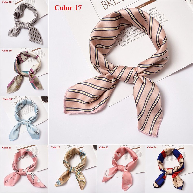 Elegant Women Gifts Square Scarf Silk Feel Satin Head Neck Hair