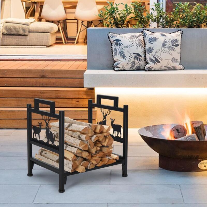 Indoor/Outdoor Firewood Log Rack - Steel Fireplace Storage Holder Fire US Ship