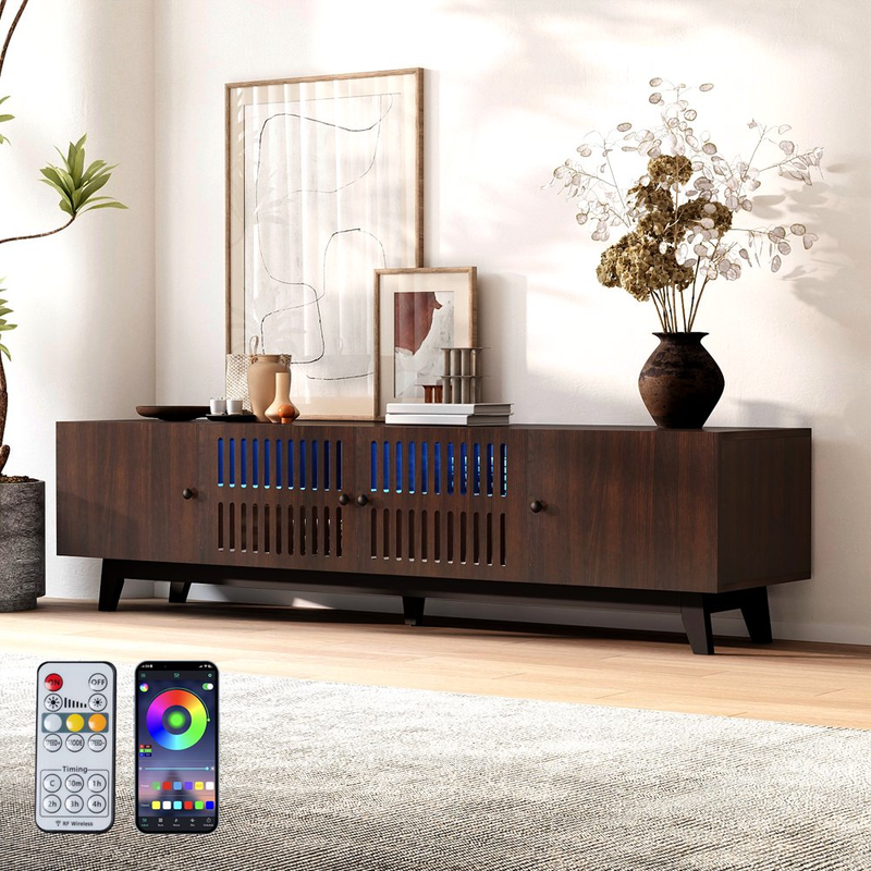 Up To 75" Tv Media Console With Storage And Cable Ma