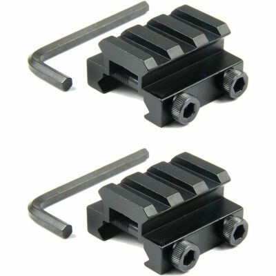2 Pack Low Riser Picatinny Weaver Scope Laser Rail Mount Base 20mm 1/2''3-Slot
