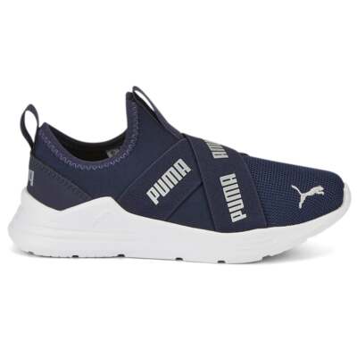 Puma Wired Run Flash Slip On Running Youth Boys Синие кроссовки Спортивная обувь 38