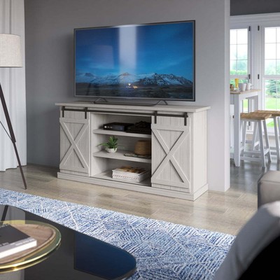 Up To 70 Inch Tvs Barn Door Entertainment Center White Wash