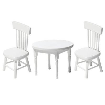  Mini Toy for Kids Dining Table and Chairs Miniature Home Decor White Furniture