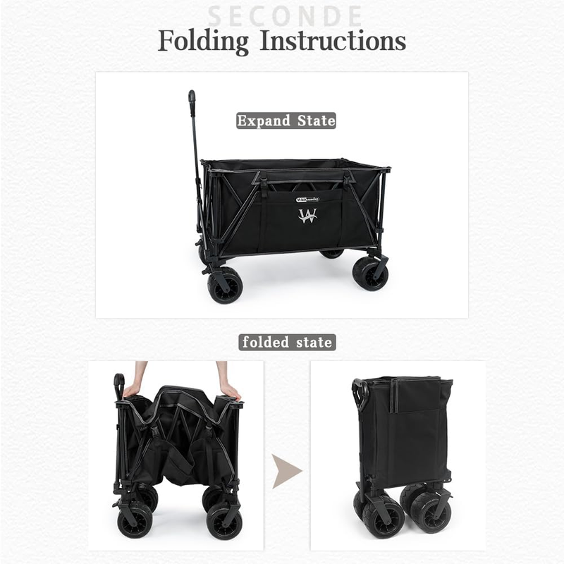 Folding Collapsible Wagon with All Terrain Big WheelsUtility Camping Sports