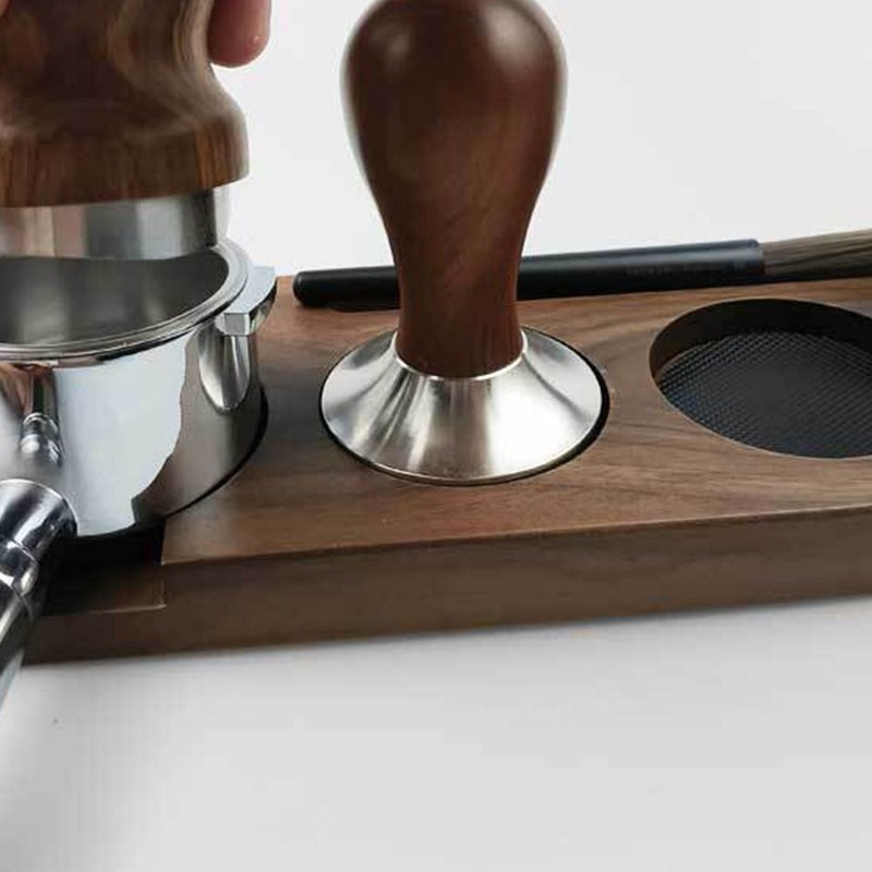 Wooden Coffee Tamping Station 51/58mm Espresso Tamper Mat Stand Coffee Accessory