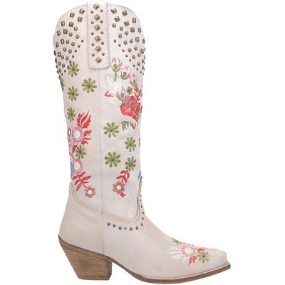 

Dingo Poppy Floral Snip Toe Cowboy Womens Off White Casual Boots DI732-100, Dingo Poppy Floral Snip Toe Cowboy
