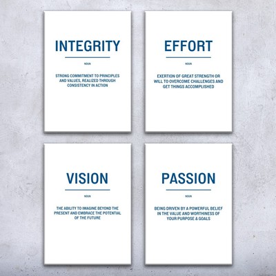 Integrity Passion Definition Wall Art Bold Set of 4 Poster, Canvas or Framed