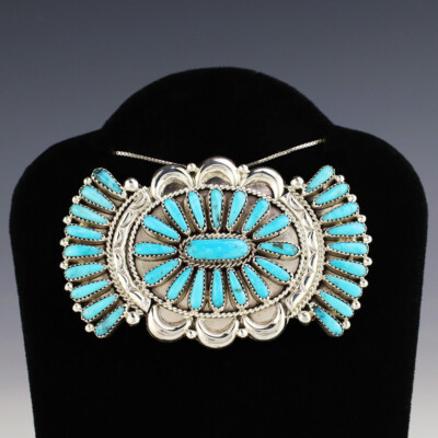 NATIVE AMERICAN NAVAJO STERLING SILVER & TURQUOISE PENDANT BY ERIC WILSON