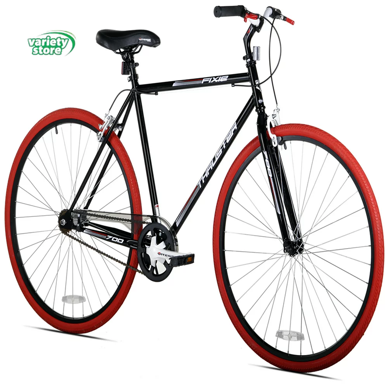 700C Thruster Fixie Men'S Bike, Black/Red