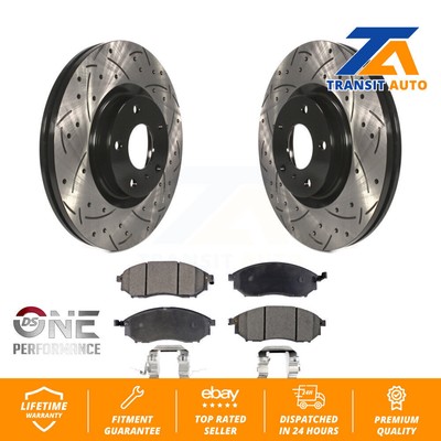 Front Drilled Slot Brake Rotor Semi-Metallic Pad Kit For INFINITI Nissan G37 G35