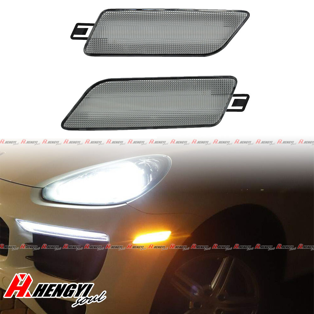 For Porsche Macan 2014-2022 LED Side Marker Light Front Bumper Lamp Clear Amber