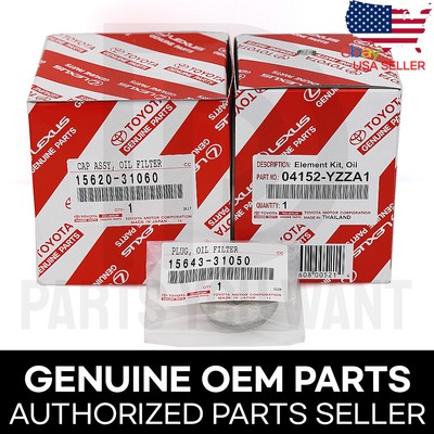 GENUINE Toyota Lexus OEM Engine Oil Filter + Housing Holder + Drain Plug Cap SET