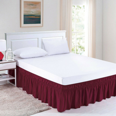 Luxury Bed Skirt Pleated Bedding Bedspread Elastic Fitted Valance  15'' Drop