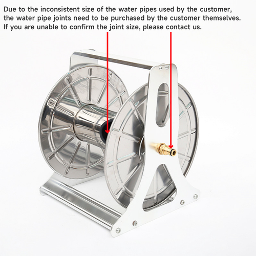 Heavy Duty Garden Hose Reel Cart Water Basket Stainless Steel Outdoor Silver
