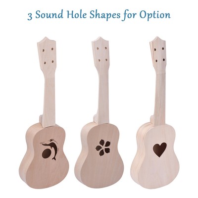 21 Inches Unfinished DIY Ukulele Ukelele Uke Kit Basswood Body & Neck M2Y4