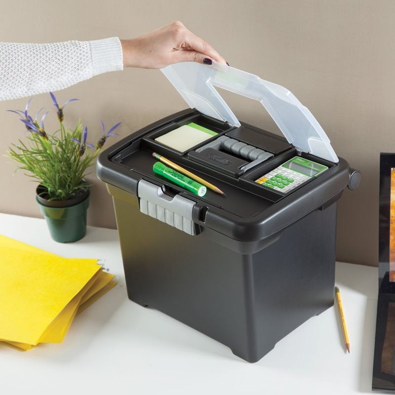 Sterilite Portable File Box, Plastic, Black