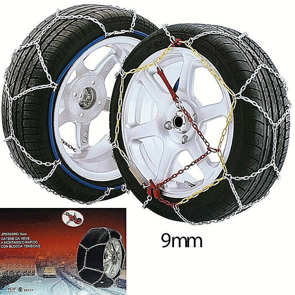 Catene da Neve Montaggio Rapido con Blocca Tensione Omologate  9mm  Kns 100 sus