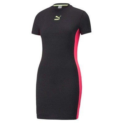 

Женское черное повседневное платье-футболка Puma Summer Squeeze с коротким рукавом 53784701, Черный