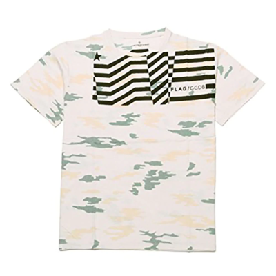 T shirt graphique camouflage drapeau Golden Goose homme GGDB en creme