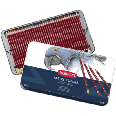 Derwent Pastel Colour Pencil Assorted Tin 36 Coloured Pencils Colouring