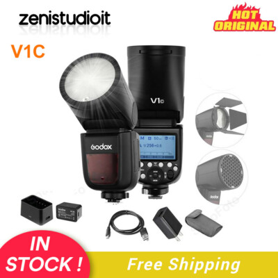 US Godox V1-C 2.4G TTL HSS Round Head Li-ion Camera Flash Speedlite Fr Canon EOS