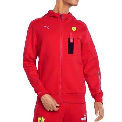 

Puma Ferrari Race Hooded Full Zip Sweat Jacket Mens Red Casual Athletic Outerwea, Красный, Puma Ferrari Race Hooded Full Zip Sweat Jacket