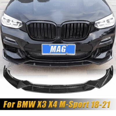 Carbon Look Front Bumper Splitter Lip For BMW X3 X4 G01 G02 M Sport 2018-2020