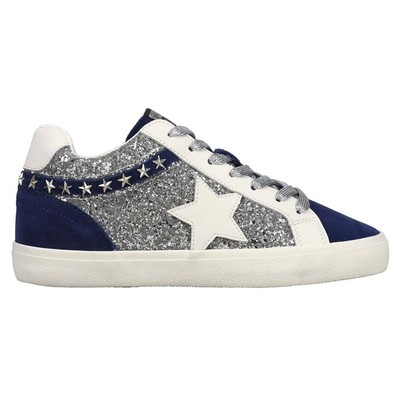 Vintage Havana Bounce Glitter Lace Up Womens Blue, Silver Sneakers Повседневная обувь