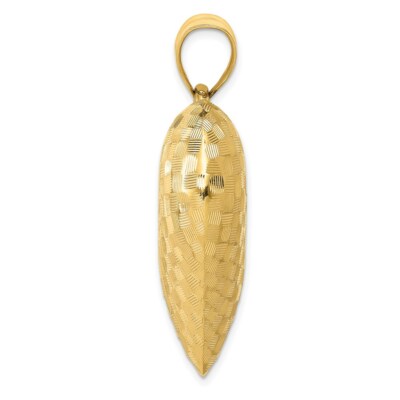Pre-owned Superdealsforeverything Real 14kt Yellow Gold Polished Basket Weave Pattern 3-d Heart Pendant
