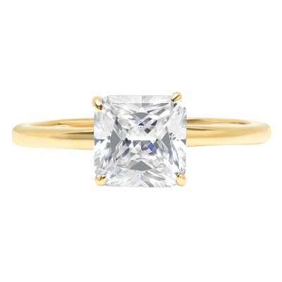 Pre-owned Pucci 1.4ct Asscher Simulated Diamond Solitaire Statement Promise Ring 14k Yellow Gold