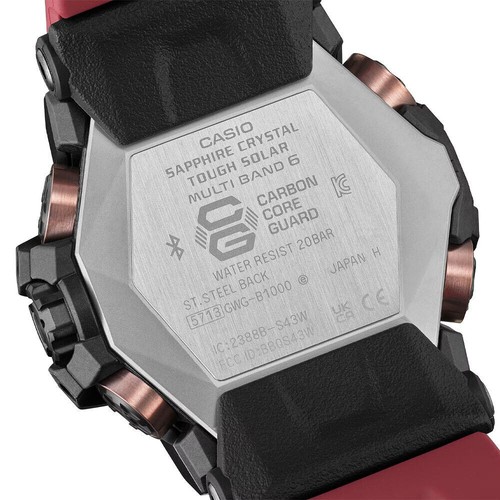 Pre-owned Casio G-shock Mudmaster Bluetooth Solar Black Red Watch Gwg-b1000-1a4