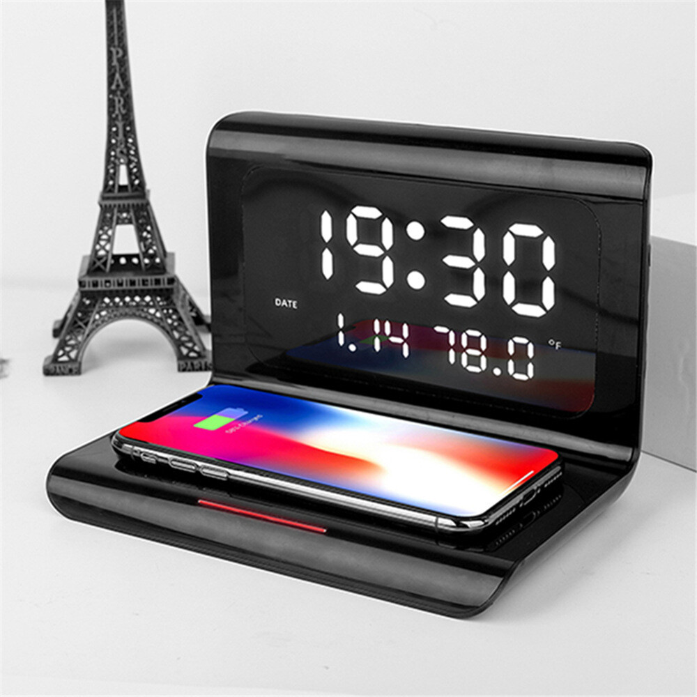 2 In 1 Wireless Charger Digital Alarm Clock Fast Charging Station for iPhone