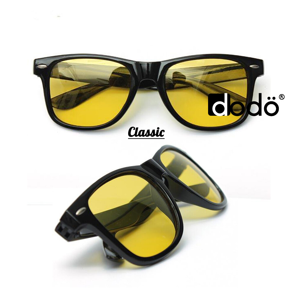 Anti Glare Yellow Tinted HD Night Vision Driving Glasses Classic Pilot
