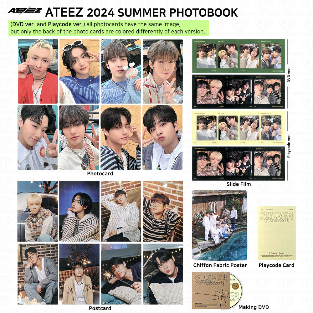 ATEEZ ソンファ SUMMERPHOTOBOOK 2024 yes24特典 ATEEZ 2024 SUMMER PHOTOBOOK Photocard Postcard Slide Film