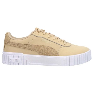 Puma Karmen Rebelle Satin Perforated Platform Womens Beige Sneakers Casual Shoe