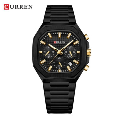CURREN Men Quartz Watch Chronograph Wristwatch 24 hour Male Rectangle Watch Gift