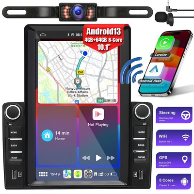 10.1'' 2Din Android 13 Touch Vertical Screen Car Stereo 8-Core Radio GPS Carplay