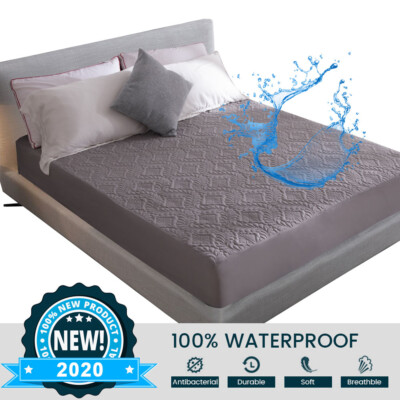 Waterproof Mattress Pad Fitted Twin Full Queen king Cover Stretches to 18'' Deep